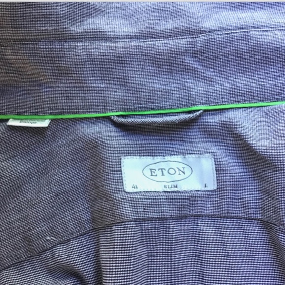 ETON slim solid gray spread collar cotton shirt Sz L 41 made in Romania 🇷🇴 - Picture 3 of 11